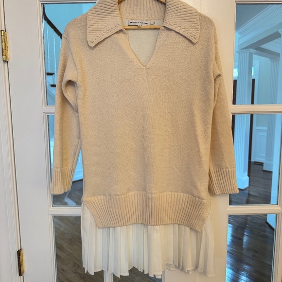 English Factory Twofer Sweater Dress, Cream/Off White, Size Extra Small (XS) - Picture 4 of 7